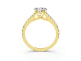 Yellow gold Heart Cut Cut Split Shank Pave Diamond Engagement Ring with Four-Prong Setting_3