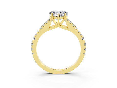 Yellow gold Heart Cut Cut Split Shank Pave Diamond Engagement Ring with Four-Prong Setting_3