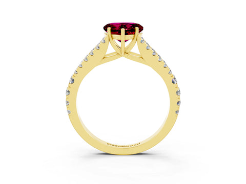 Yellow gold Heart Cut Cut Split Shank Pave Diamond Engagement Ring with Four-Prong Setting_3