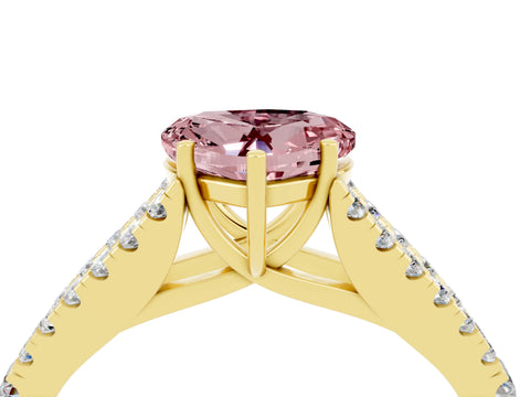 Yellow gold Heart Cut Cut Split Shank Pave Diamond Engagement Ring with Four-Prong Setting_4
