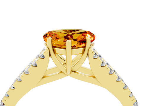 Yellow gold Heart Cut Cut Split Shank Pave Diamond Engagement Ring with Four-Prong Setting_4