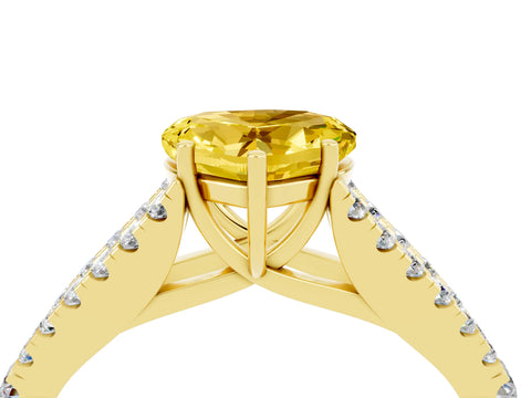 Yellow gold Heart Cut Cut Split Shank Pave Diamond Engagement Ring with Four-Prong Setting_4