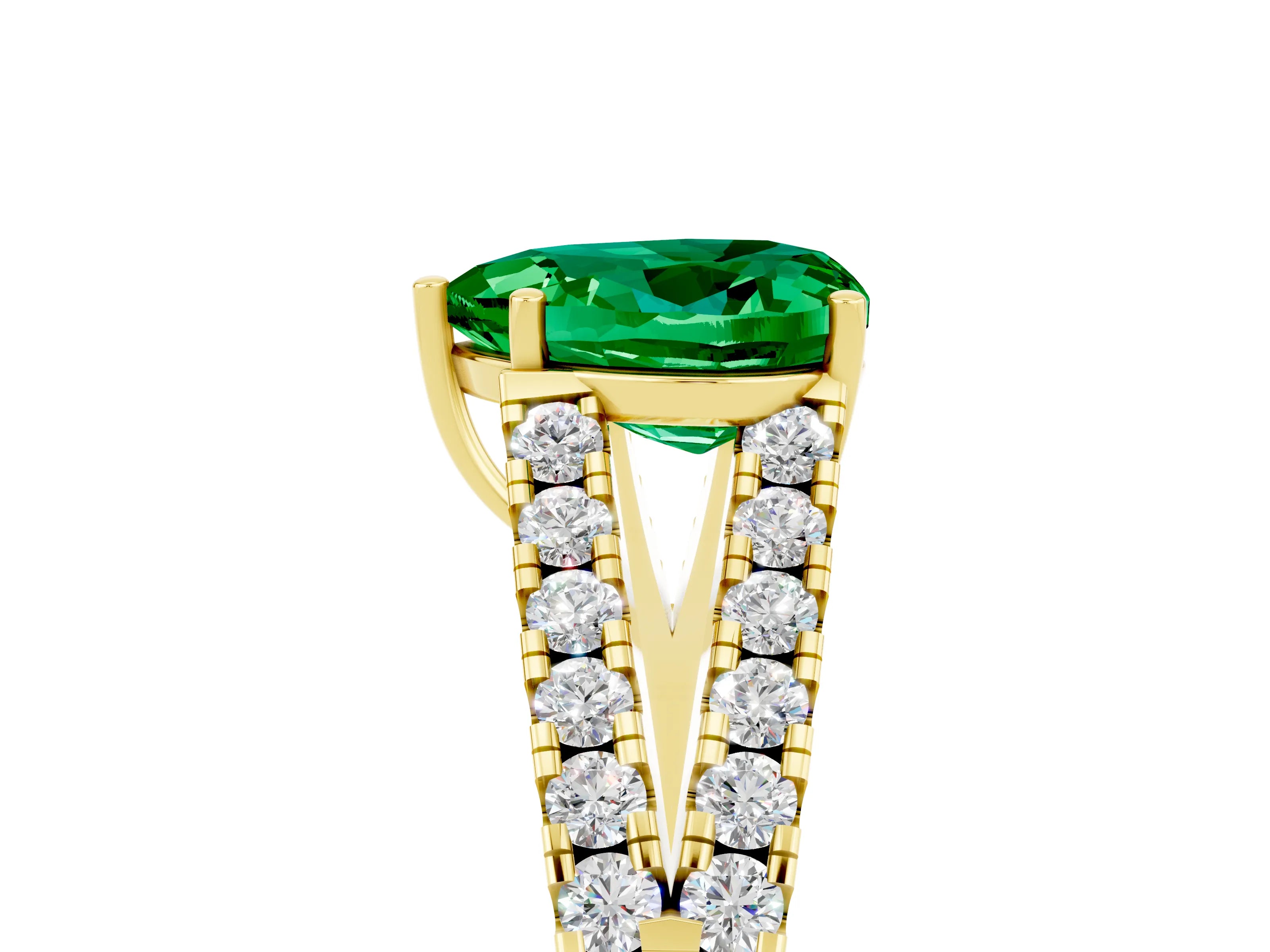Yellow gold Heart Cut Cut Split Shank Pave Diamond Engagement Ring with Four-Prong Setting_5