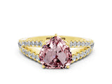 Yellow gold Heart Cut Cut Split Shank Pave Diamond Engagement Ring with Four-Prong Setting