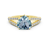 Yellow gold Heart Cut Cut Split Shank Pave Diamond Engagement Ring with Four-Prong Setting