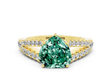 Yellow gold Heart Cut Cut Split Shank Pave Diamond Engagement Ring with Four-Prong Setting