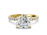 Yellow gold Heart Cut Diamond Brilliant Solitaire Ring with Pavé Band and Four-Prong Setting_139