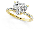 Yellow gold Heart Cut Diamond Brilliant Solitaire Ring with Pavé Band and Four-Prong Setting_140