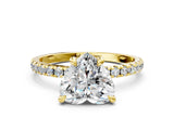 Yellow gold Heart Cut Diamond Brilliant Solitaire Ring with Pavé Band and Four-Prong Setting_15