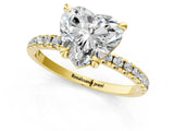 Yellow gold Heart Cut Diamond Brilliant Solitaire Ring with Pavé Band and Four-Prong Setting_16