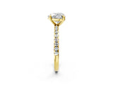 Yellow gold Heart Cut Diamond Brilliant Solitaire Ring with Pavé Band and Four-Prong Setting_17