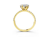 Yellow gold Heart Cut Diamond Brilliant Solitaire Ring with Pavé Band and Four-Prong Setting_18