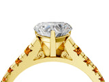 Yellow gold Heart Cut Diamond Cathedral Solitaire Ring with Round with Citrine side stone Pavé Band_28
