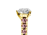 Yellow gold Heart Cut Diamond Cathedral Solitaire Ring with Round with Morganite side stone Pavé Band_17
