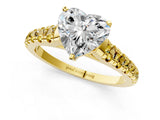 Yellow gold Heart Cut Diamond Cathedral Solitaire Ring with Round with Yellow Sapphire side stone Pavé Band_37
