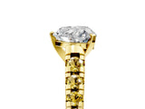 Yellow gold Heart Cut Diamond Cathedral Solitaire Ring with Round with Yellow Sapphire side stone Pavé Band_41