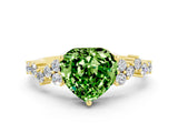 Yellow gold Heart Cut Diamond Cluster Pavé Band with Four-Prong Setting