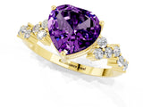 Yellow gold Heart Cut Diamond Cluster Pavé Band with Four-Prong Setting_13