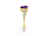 Yellow gold Heart Cut Diamond Cluster Pavé Band with Four-Prong Setting_14