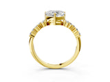 Yellow gold Heart Cut Diamond Cluster Pavé Band with Four-Prong Setting_15