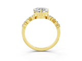 Yellow gold Heart Cut Diamond Cluster Pavé Band with Four-Prong Setting_15