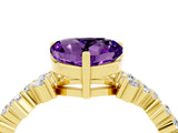 Yellow gold Heart Cut Diamond Cluster Pavé Band with Four-Prong Setting_16