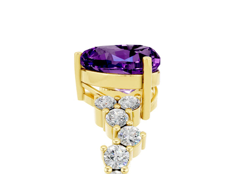 Yellow gold Heart Cut Diamond Cluster Pavé Band with Four-Prong Setting_17