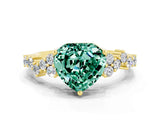 Yellow gold Heart Cut Diamond Cluster Pavé Band with Four-Prong Setting