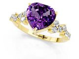 Yellow gold Heart Cut Diamond Cluster Pavé Band with Four-Prong Setting_1