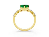 Yellow gold Heart Cut Diamond Cluster Pavé Band with Four-Prong Setting_3