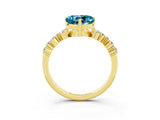 Yellow gold Heart Cut Diamond Cluster Pavé Band with Four-Prong Setting_3