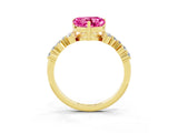 Yellow gold Heart Cut Diamond Cluster Pavé Band with Four-Prong Setting_3