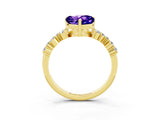 Yellow gold Heart Cut Diamond Cluster Pavé Band with Four-Prong Setting_3