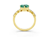 Yellow gold Heart Cut Diamond Cluster Pavé Band with Four-Prong Setting_3