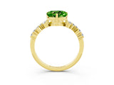 Yellow gold Heart Cut Diamond Cluster Pavé Band with Four-Prong Setting_3