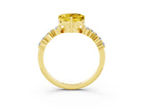 Yellow gold Heart Cut Diamond Cluster Pavé Band with Four-Prong Setting_3