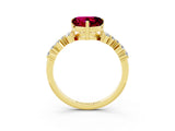 Yellow gold Heart Cut Diamond Cluster Pavé Band with Four-Prong Setting_3