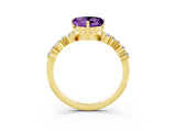 Yellow gold Heart Cut Diamond Cluster Pavé Band with Four-Prong Setting_3