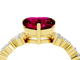 Yellow gold Heart Cut Diamond Cluster Pavé Band with Four-Prong Setting_4