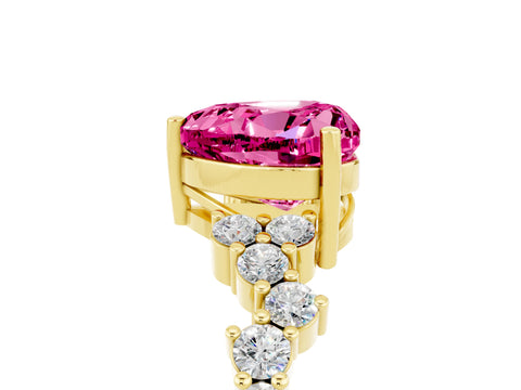 Yellow gold Heart Cut Diamond Cluster Pavé Band with Four-Prong Setting_5