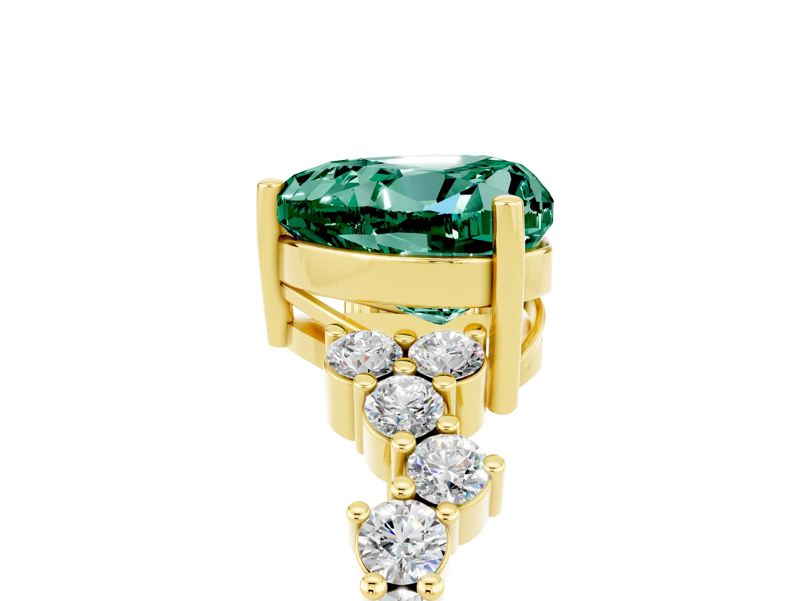Yellow gold Heart Cut Diamond Cluster Pavé Band with Four-Prong Setting_5