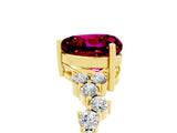 Yellow gold Heart Cut Diamond Cluster Pavé Band with Four-Prong Setting_5
