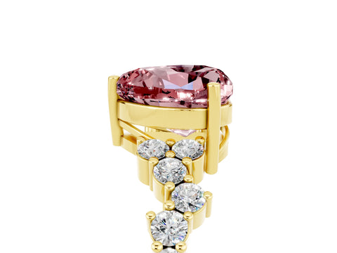 Yellow gold Heart Cut Diamond Cluster Pavé Band with Four-Prong Setting_5
