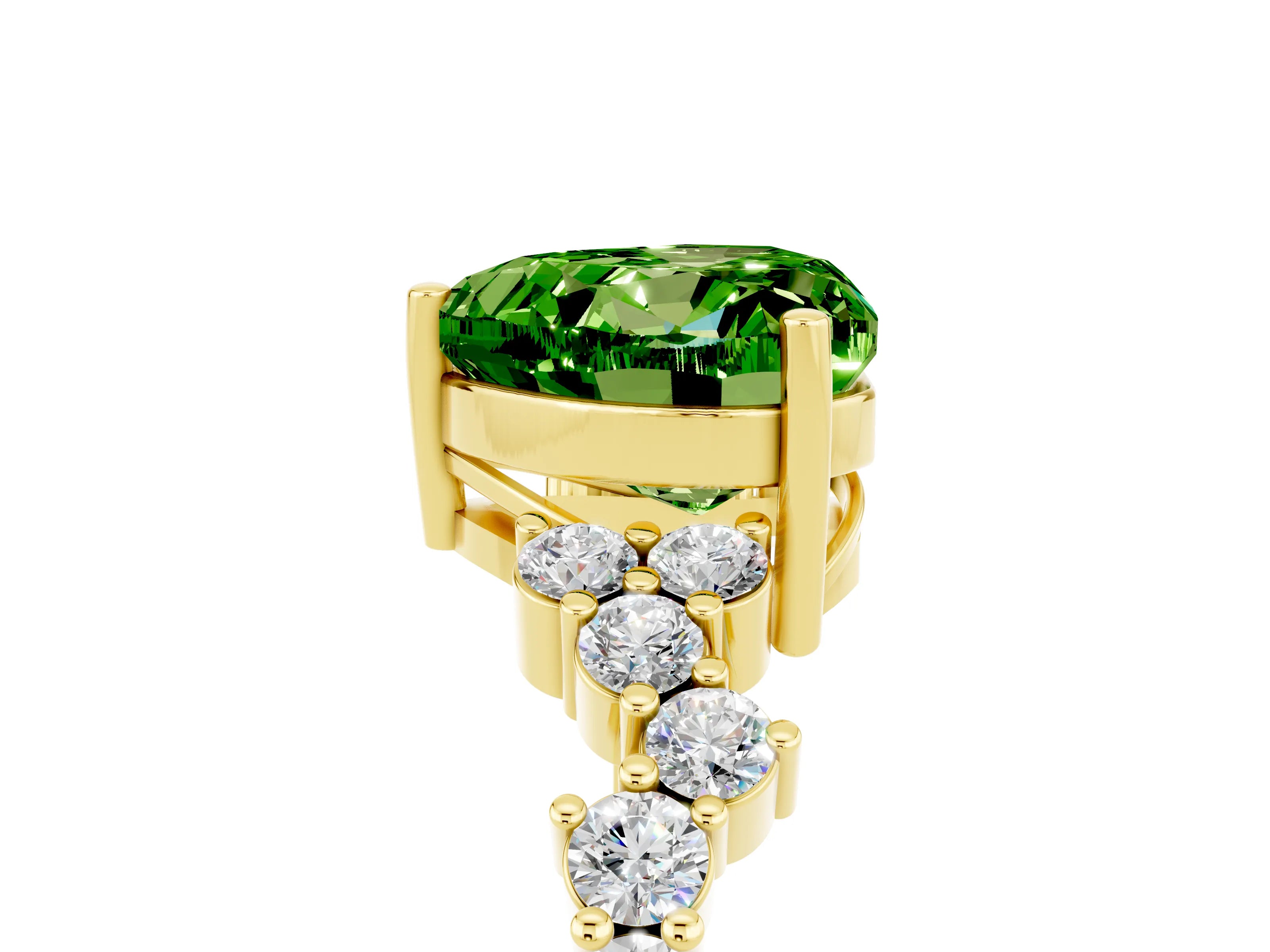 Yellow gold Heart Cut Diamond Cluster Pavé Band with Four-Prong Setting_5