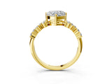 Yellow gold Heart Cut Diamond Cluster Pavé Band with Four-Prong Setting_6