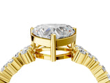 Yellow gold Heart Cut Diamond Cluster Pavé Band with Four-Prong Setting_7