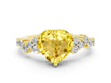 Yellow gold Heart Cut Diamond Cluster Pavé Band with Four-Prong Setting