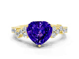 Yellow gold Heart Cut Diamond Cluster Pavé Band with Four-Prong Setting