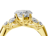 Yellow gold Heart Cut Diamond Cluster Ring with Round Accent Stones and Prong Setting on a Classic Band_65