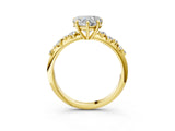 Yellow gold Heart Cut Diamond Cluster Side Stone Solitaire Ring with Prong Setting_76
